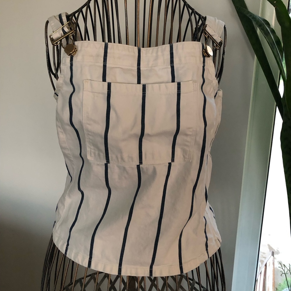 Frame Denim White Camisole with Navy Vertical Stripes